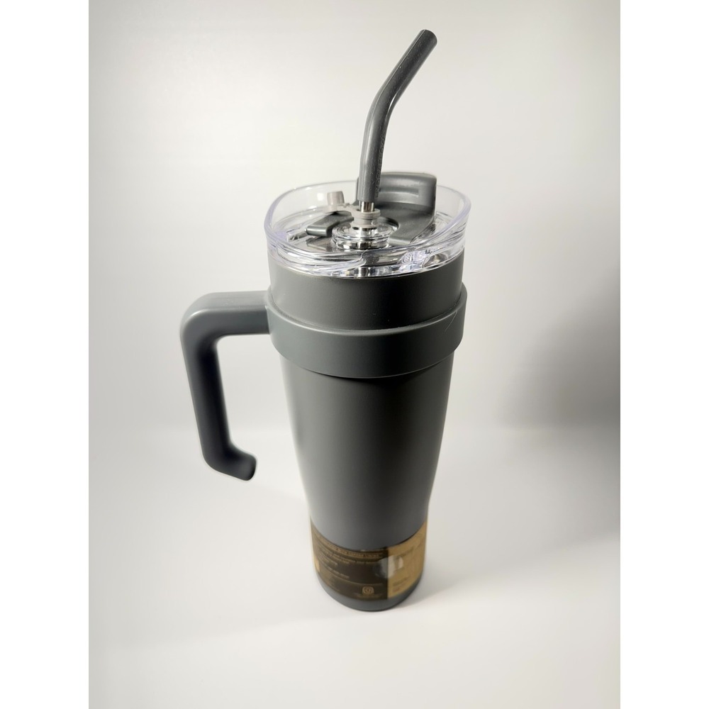 HYDRAFLOW Capri 40oz Insulated Stainless Steel Tumbler w/ Straw – Graphite - New